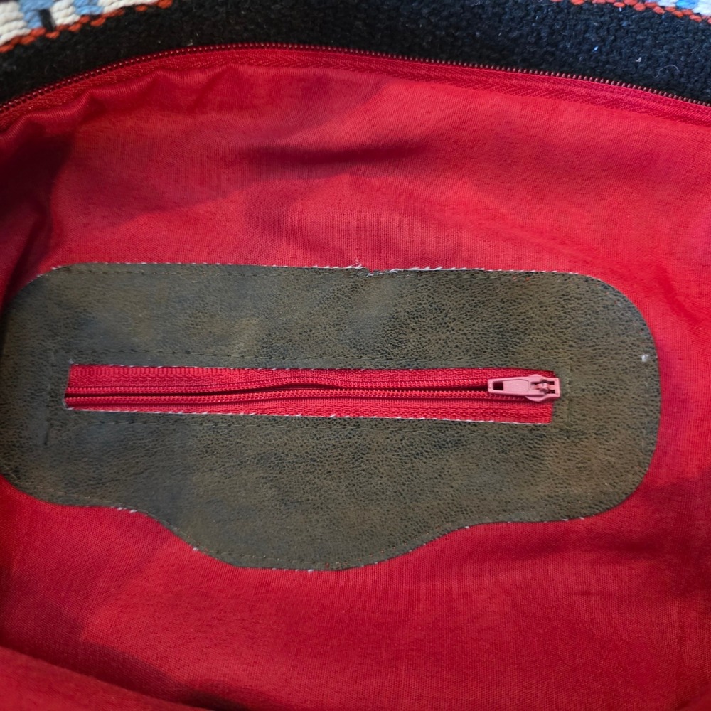 Toni Boho Woven Textile Suede Leather Trim Tote Shoulder Bag Multi-Color‎ Large - Picture 7 of 11